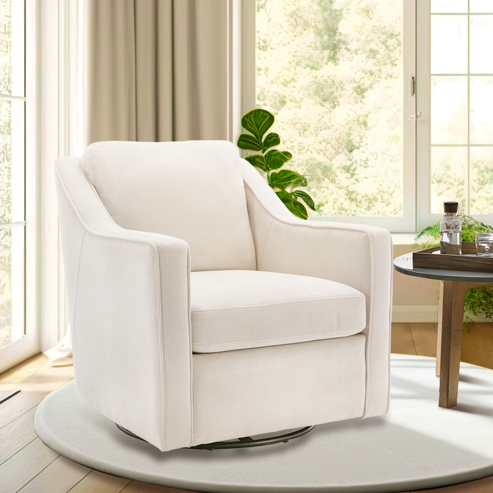 Set of 1 Modern Swivel Accent Chair Upholstered Living Room Armchair