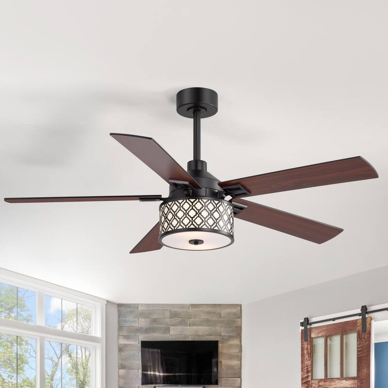52" Reversible 5-Blade Caged Ceiling Fan with Light and Remote