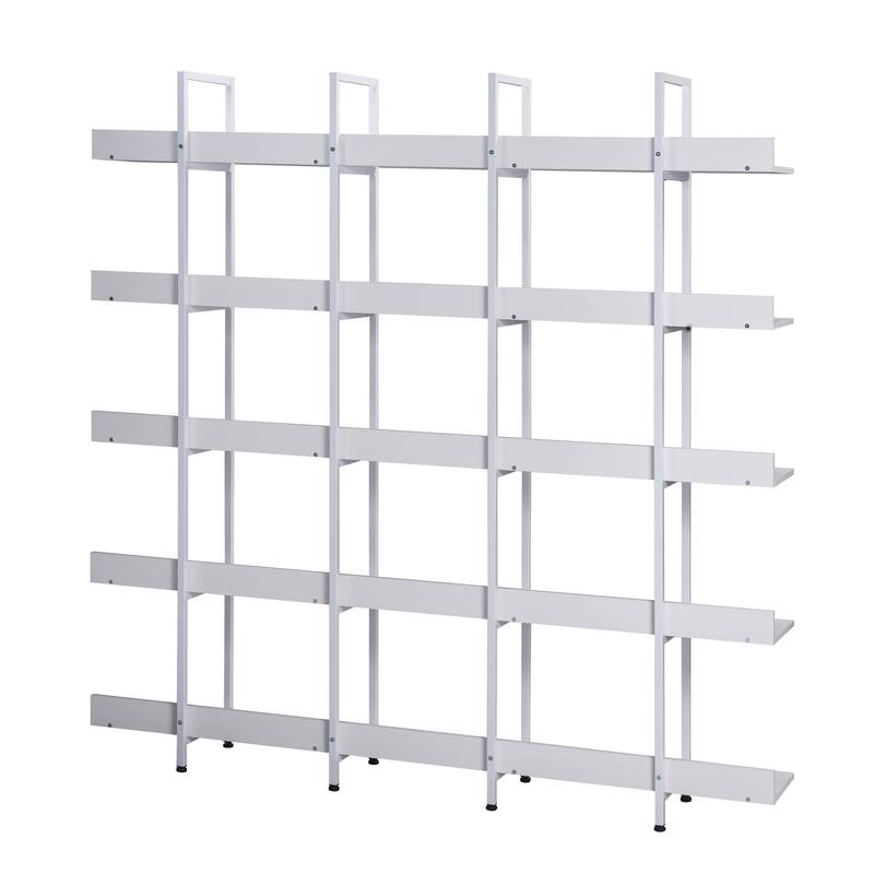 Roomfitters 5-Tier Bookcase for Home Office, Open Bookshelf with MDF Board and Black Metal Frame, Vintage Style