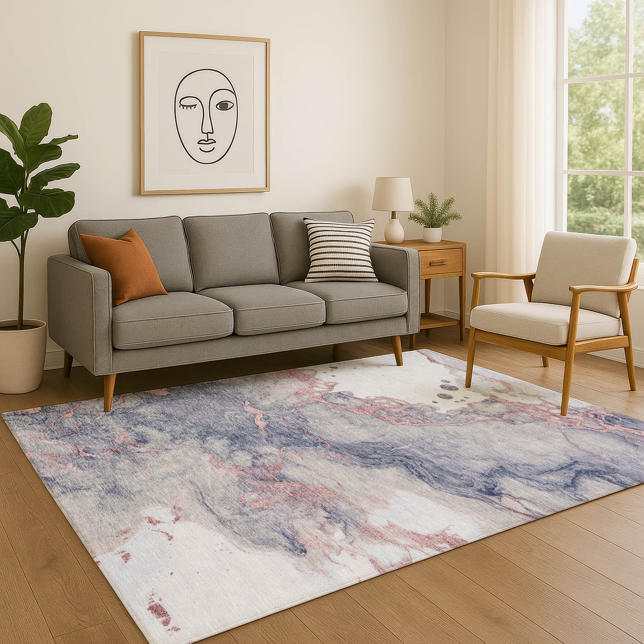 Premium Washable Super Soft Modern Crackle Mayfield Rug
