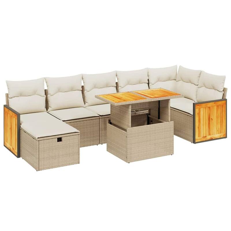 vidaXL Patio Sofa Set with Cushions Outdoor Conversation Furniture Poly Rattan