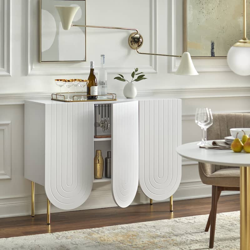 Lifestorey Ingrid 3-Door Scalloped Mid-Century Sideboard