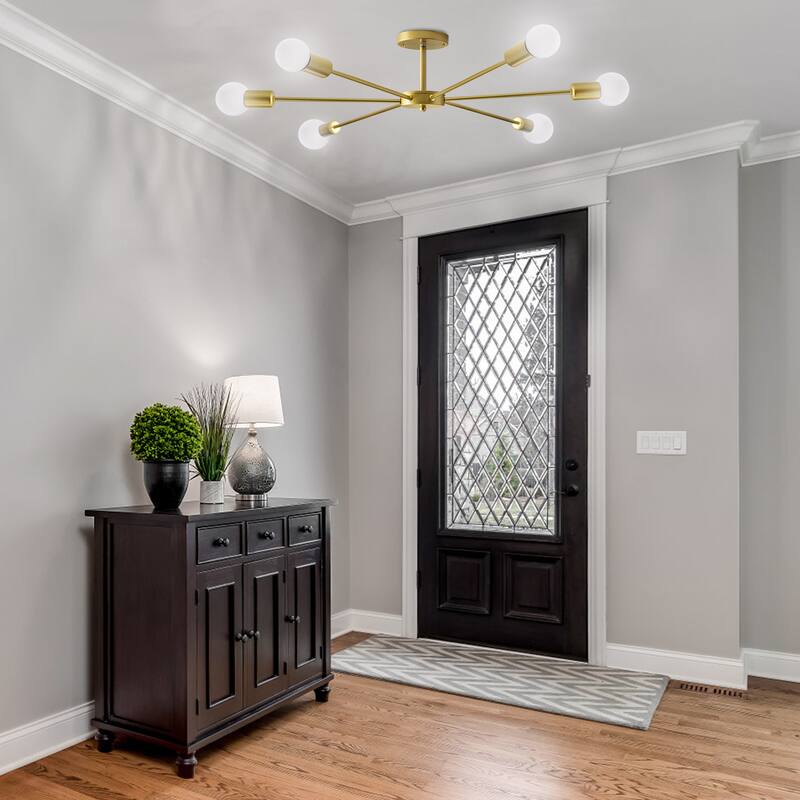 22.44 in. 6-Light Modern Semi- Flush Mount Ceiling Light with No Bulbs Included - 22.44''
