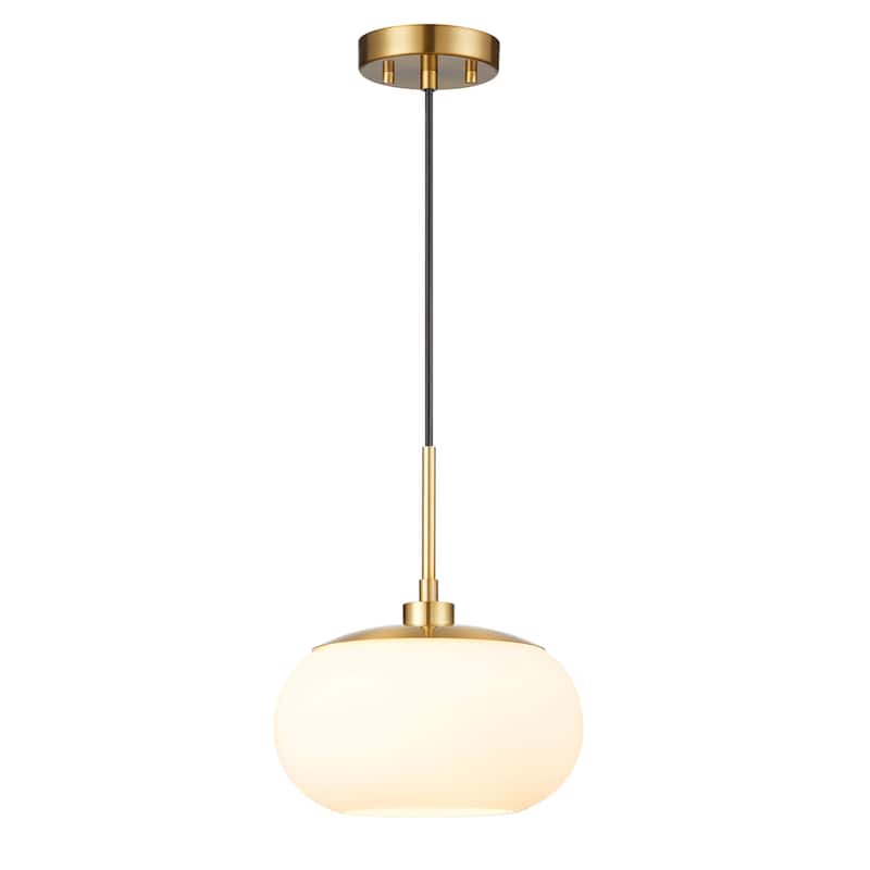 KAWOTI 1-Light Adjustable Glass Pendant - Opal White Glass