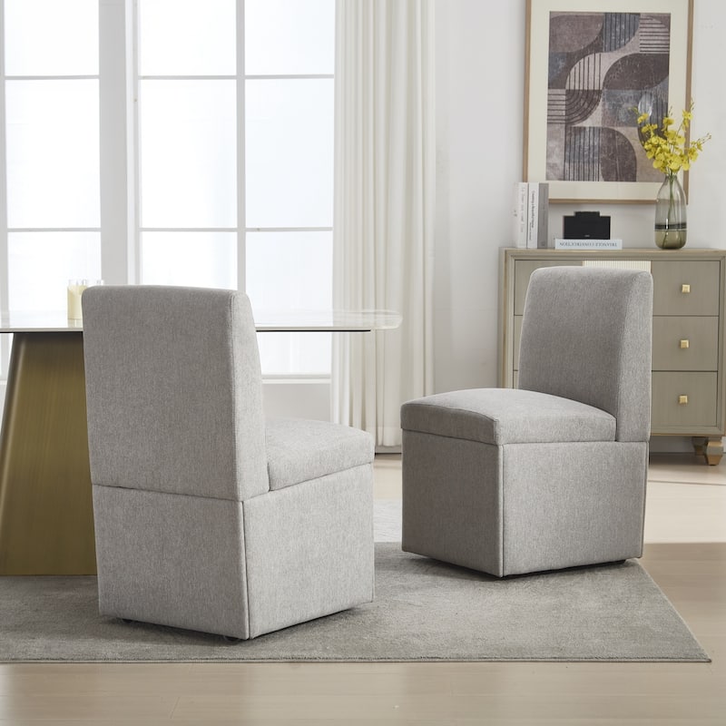 360 Degree Swivel Dining Chairs Set of 2 Swivel Dining Room Chairs Kitchen Chairs Casters & Storage Comfy Modern Rolling Chair