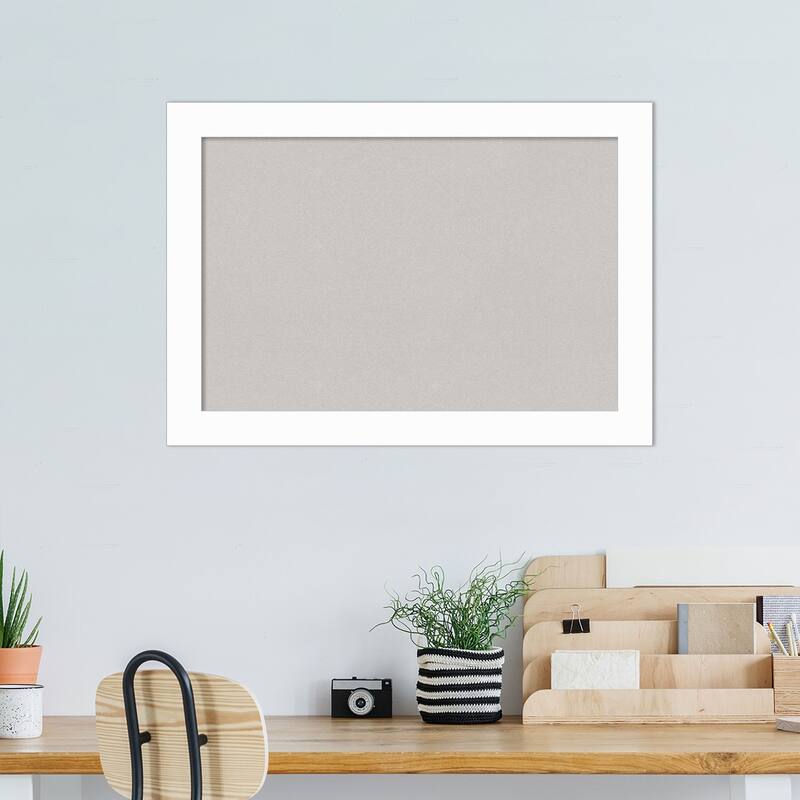 Basic Narrow Wood Framed Grey Corkboard Bulletin Board