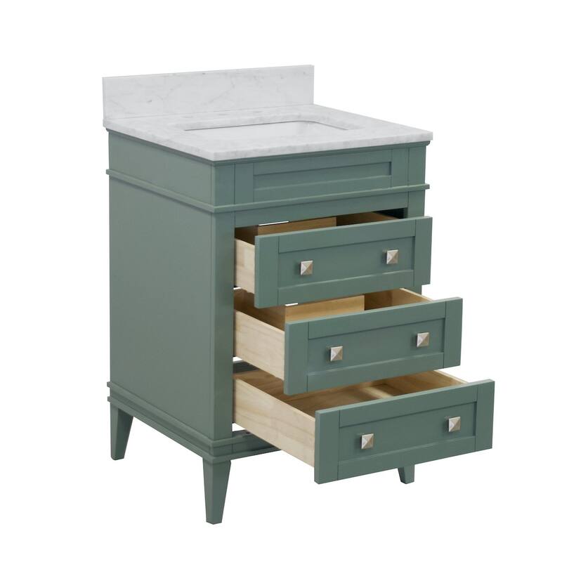 KitchenBathCollection Eleanor 24" Bathroom Vanity with Carrara Marble Top