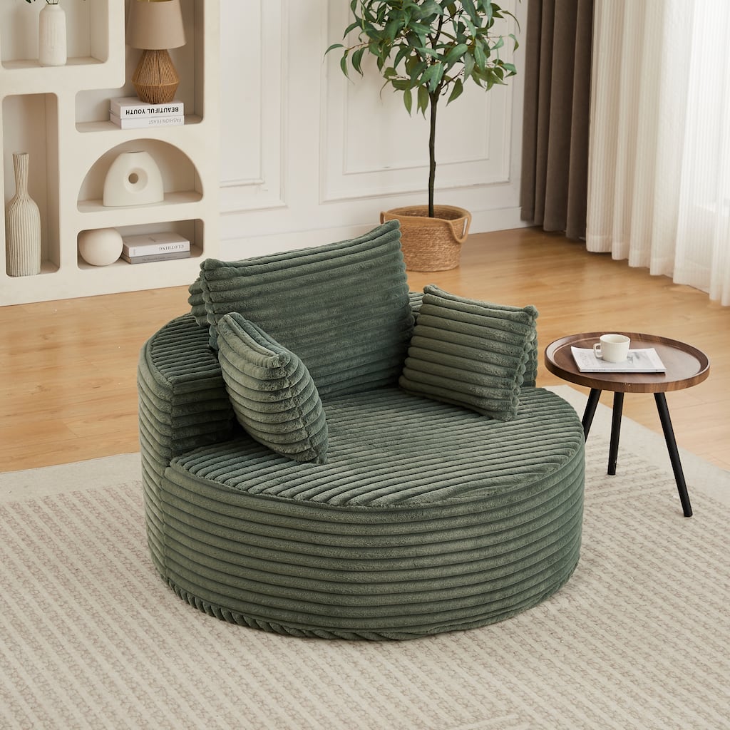 50"L Corduroy Sponge single sofa,No Assembly Required,Fluffy Modern Sleeper Chair