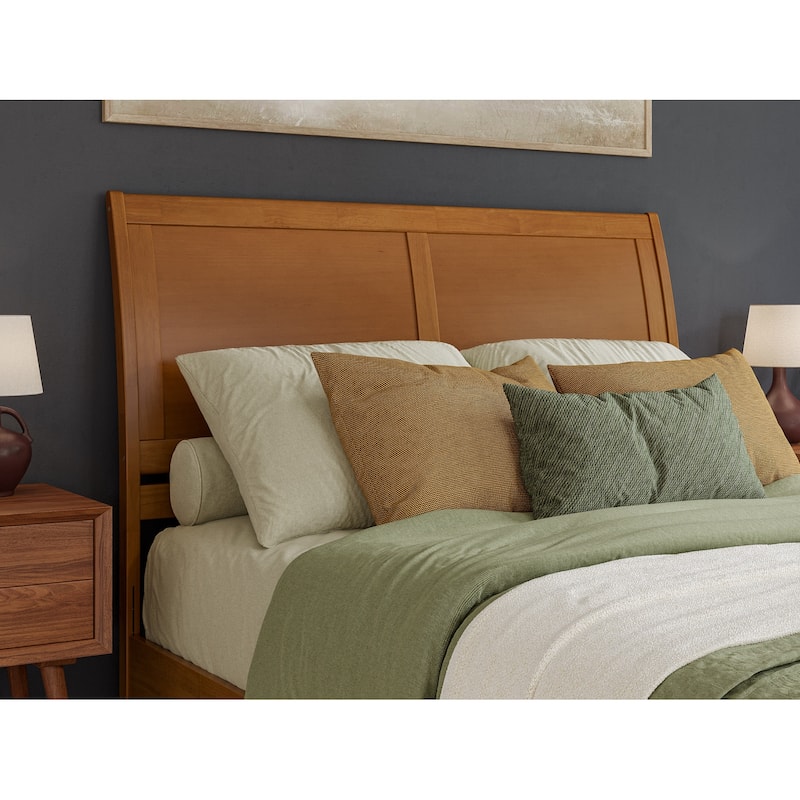 Valencia Solid Wood Low Profile Sleigh Platform Bed with Matching Footboard