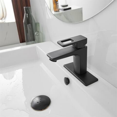 Bathroom Faucet Single Handle Single Hole Supply Line Matte Black