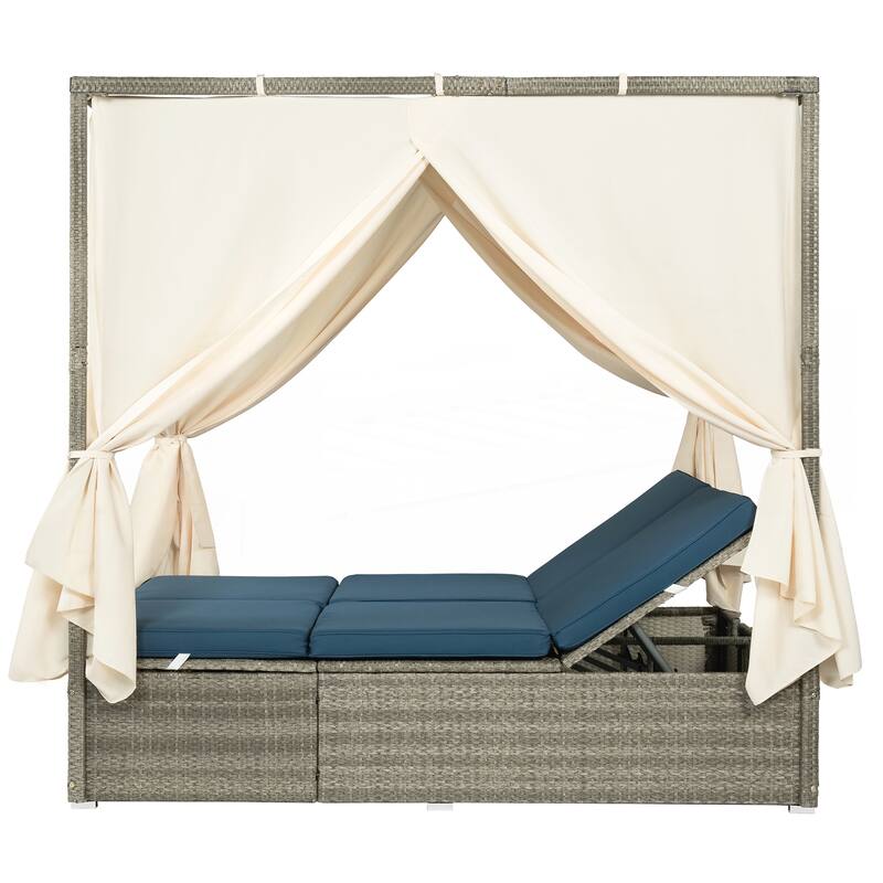 Adjustable Sun Bed With Curtain