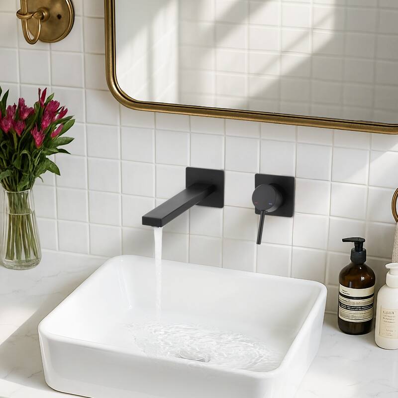 WOWOW Wall Mount Single Handle Bathroom Faucet in Modern