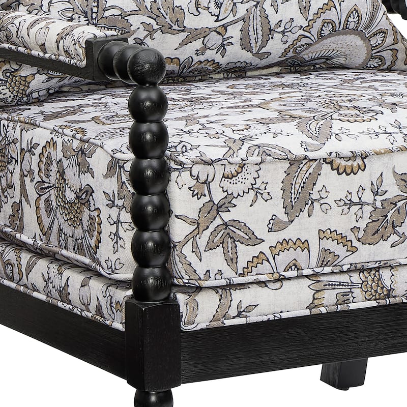 Roundhill Furniture Belvoir Upholstered Spool Accent Chair with Turned Wood Frame