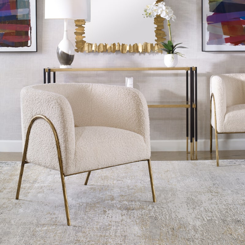 Uttermost Jacobsen Off White Shearling Accent Chair - 27"W x 28.5"H x 27"D