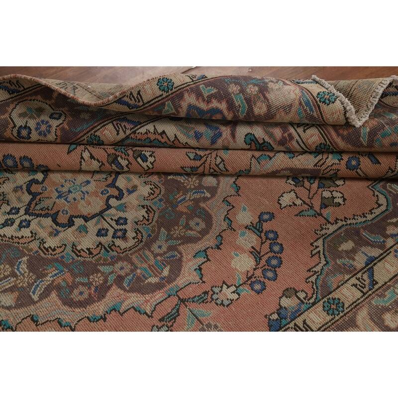 Vintage Medallion Tabriz Persian Area Rug Handmade Wool Carpet - 6'4" x 9'7"