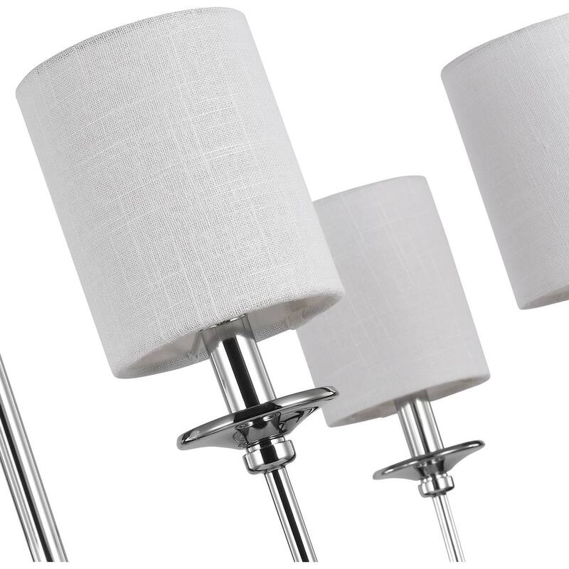 Bonita Collection 6-Light Polished Chrome White Linen Fabric Shade Luxe Chandelier Light - 31.200" x 18.600" x 11.000"