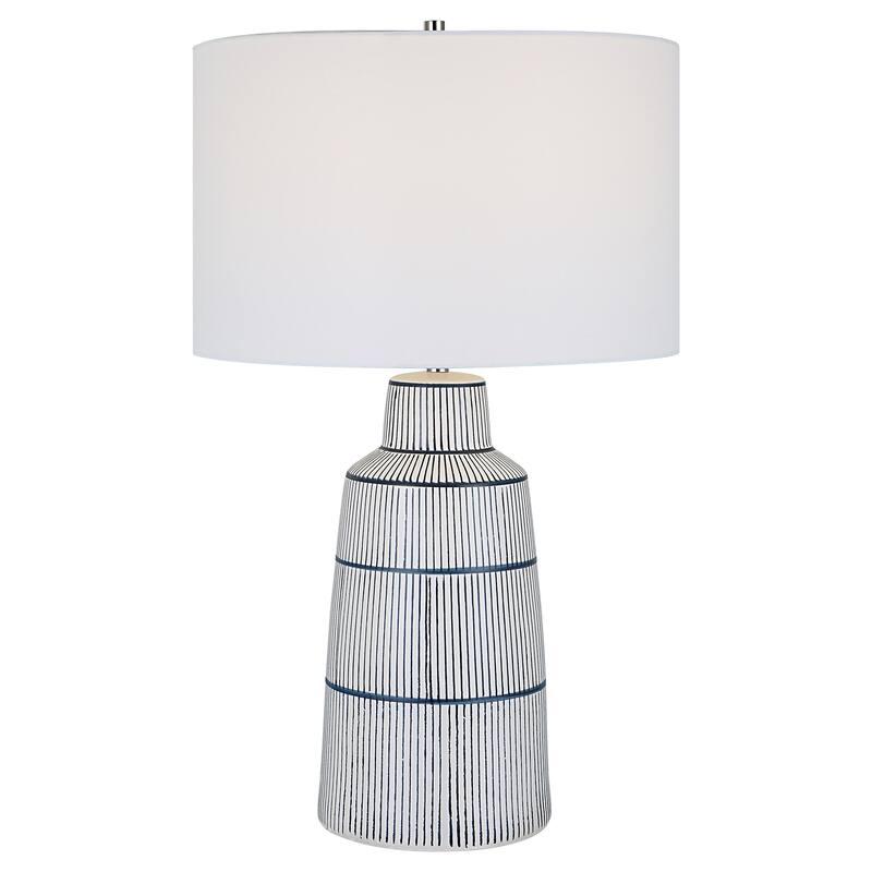 Uttermost Breton Nautical Stripe Table Lamp - 29"H,   Shade 11"H x 17"Dia.