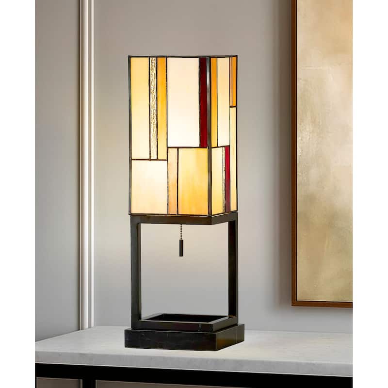 HOMEGLAM Aurae 22" H Modern Tiffany Glass Table Lamp - Warm Tone - WarmTone Shade