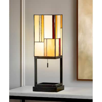 HOMEGLAM Aurae 22" H Modern Tiffany Glass Table Lamp - Warm Tone