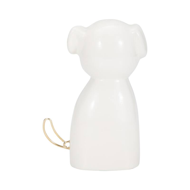 Sagebrook Home Glam Stoneware and Metal Dog Figurine with Bowtie and Glasses - Elegant Decorative Accent Sculpture
