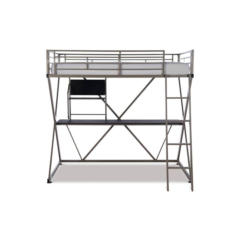 Linon Carlisle Pewter Twin Z Student Loft bed