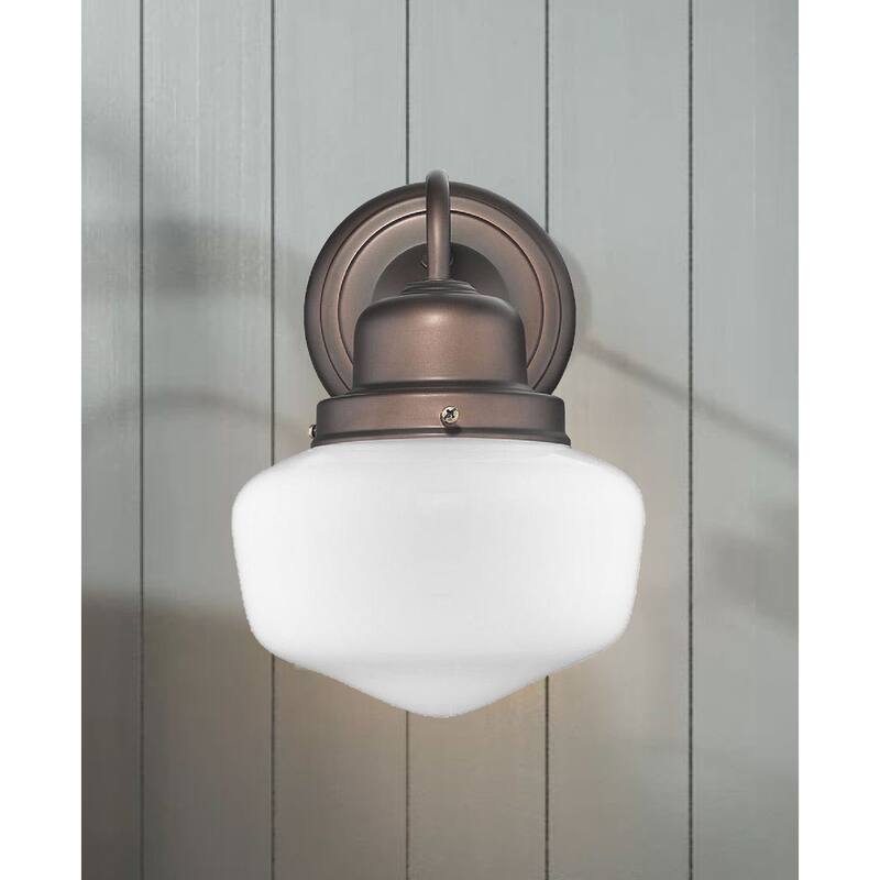 Updated Farmhouse 1 Light Wall Sconce with White School House Glass