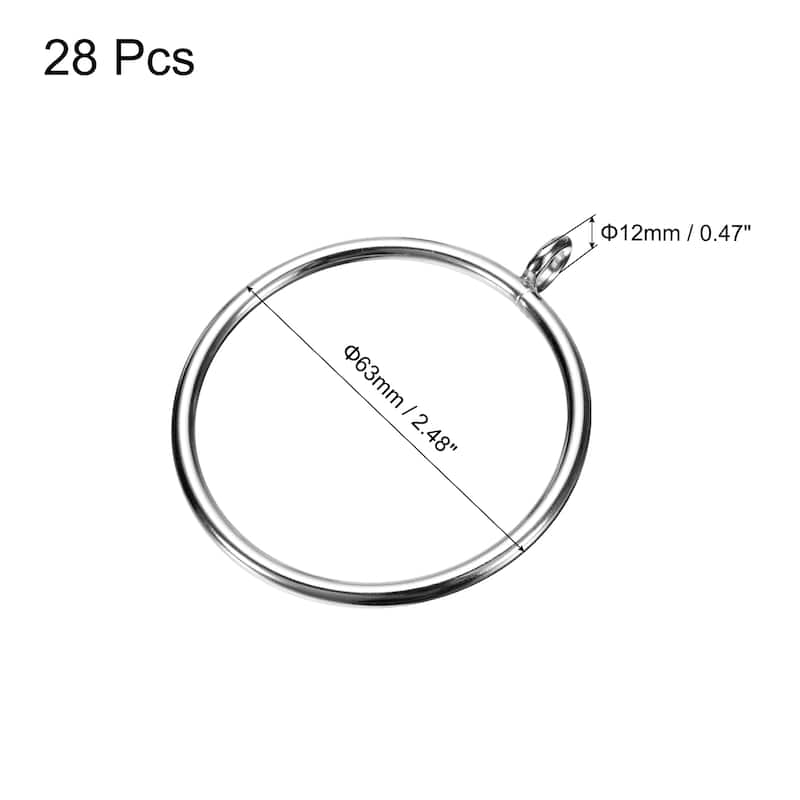 28 PCS Curtain Rod Rings with Eyelets - Silver - 2.2 Inch
