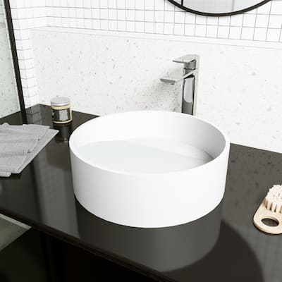 VIGO Starr 15"L x 15"W MatteStone Vessel Sink and Norfolk 11"H Faucet Set