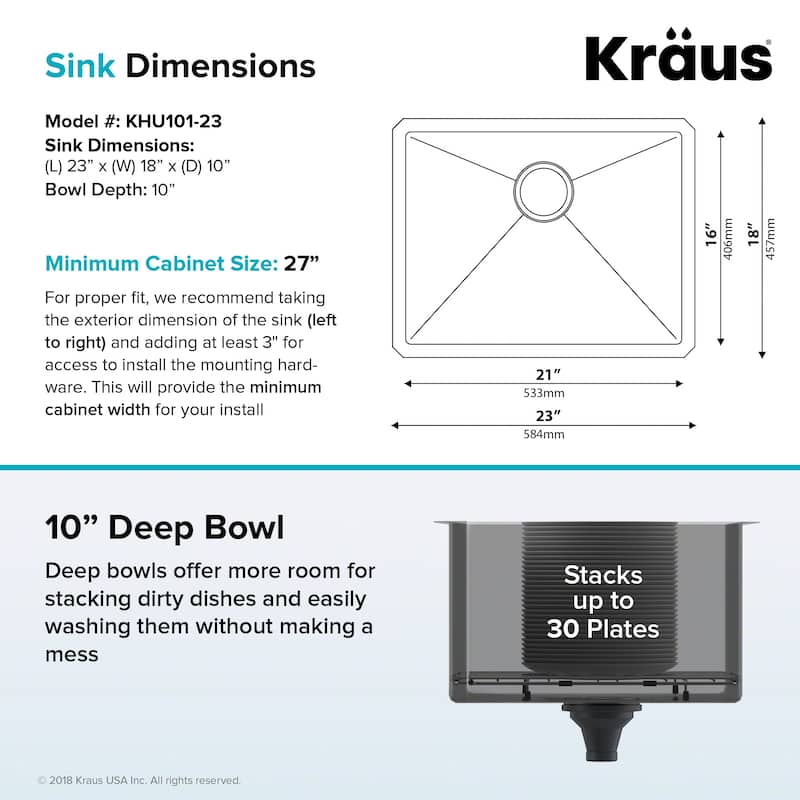 KRAUS Standart PRO Stainless Steel 23 inch Undermount Kitchen Sink