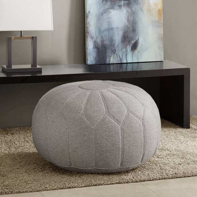 Madison Park Taylor Round Pouf Ottoman - Grey