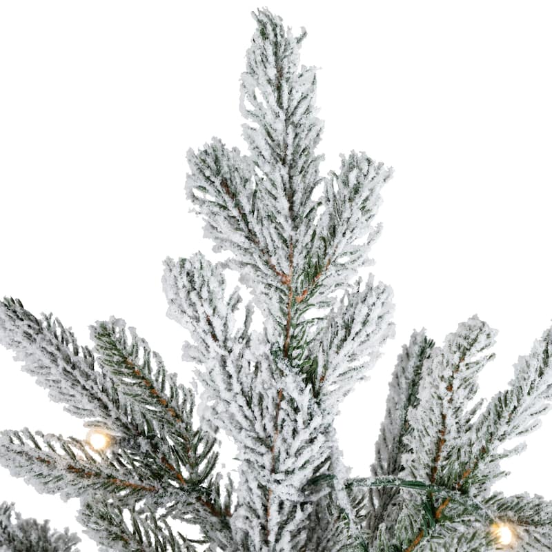 Real Touch™ Pre-Lit Flocked Grand Teton Pine Artificial Christmas Tree - 7.5' Warm White LED - 7.5 Foot