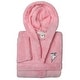 preview thumbnail 11 of 17, Sweet Kids 100% Polyester SUPER PLUSH Double Brushed Hooded Bathrobe - SHARK Pink - L