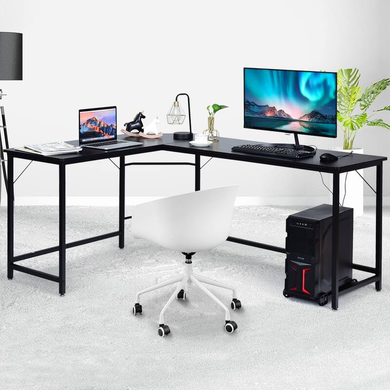 Costway L-Shaped Computer Desk Corner Workstation Study Gaming Table
