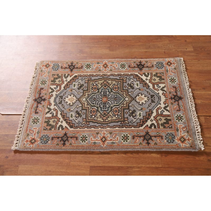 Heriz Serapi Oriental Rug Handmade Orange Wool Carpet - 2'0"x 3'0"