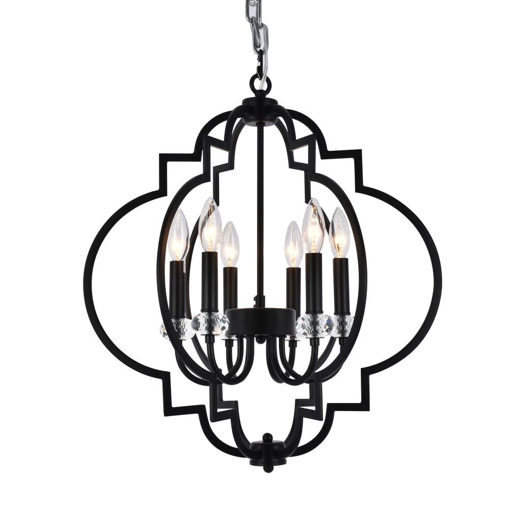Black Ceiling Light Fixture Crystal Chandelier Modern Cage Design 20 Inch - 60