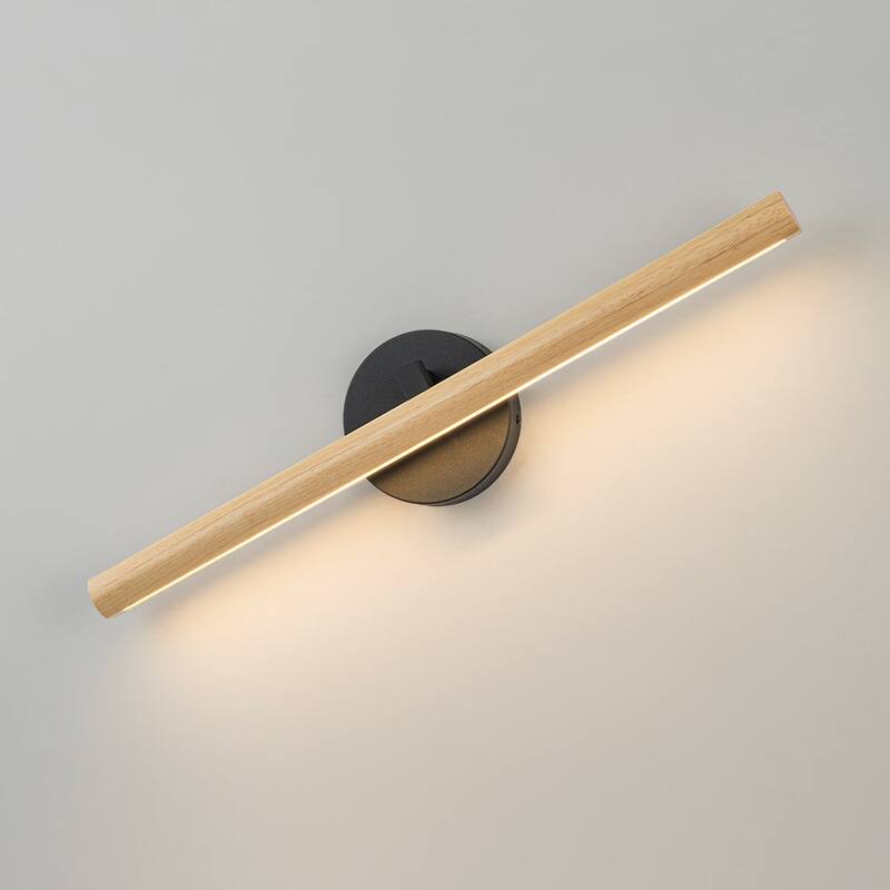 Adjustable Wood Dimmable LED Linear Wall Vanity Sconce Rustic Bathroom - 24.8 Inches