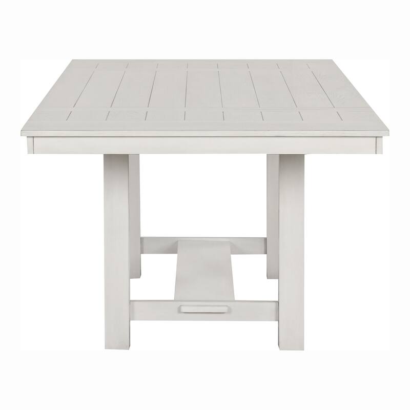 Furniture of America Hesnly Farmhouse Rustic White Oak 7-Piece Wood Extendable Dining Set