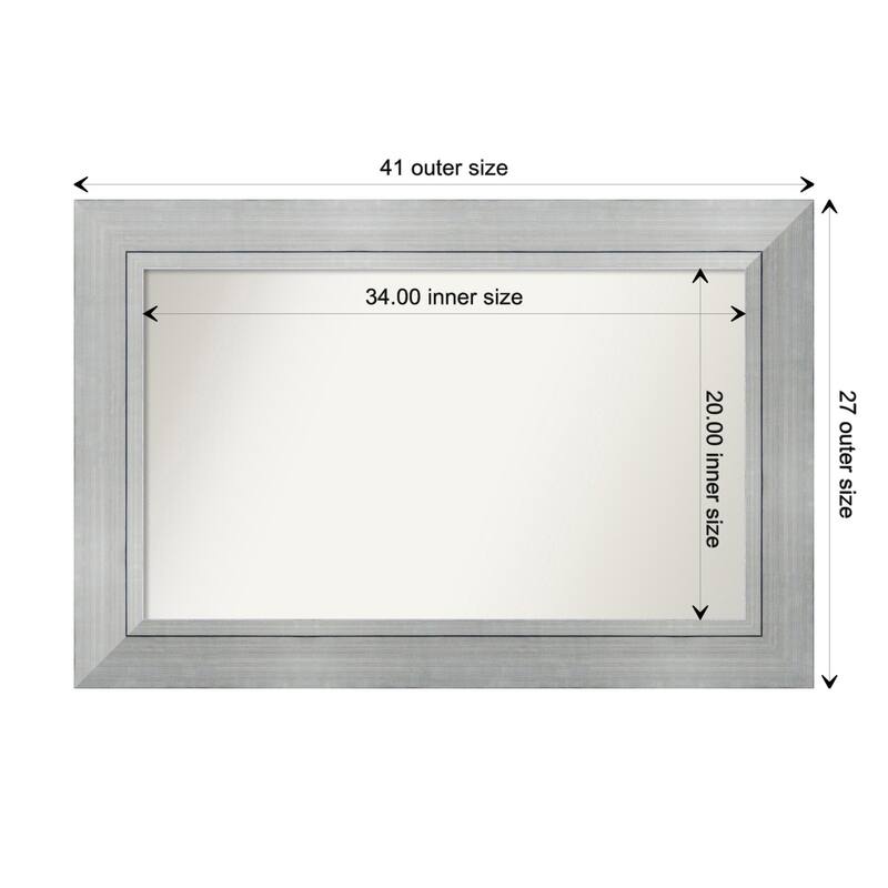 Romano Silver Framed Non-Beveled Custom Wall Mirror, Bathroom Vanity Mirror - Outer Size: 41.25 x 27.25