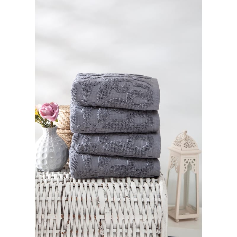 Ozan Premium Home 100% Genuine Turkish Cotton Patchouli Hand Towels (Set of 4)