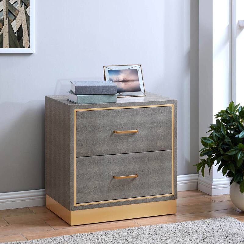 NPD Furniture Edinburgh 2 Drawer Faux Shagreen End table