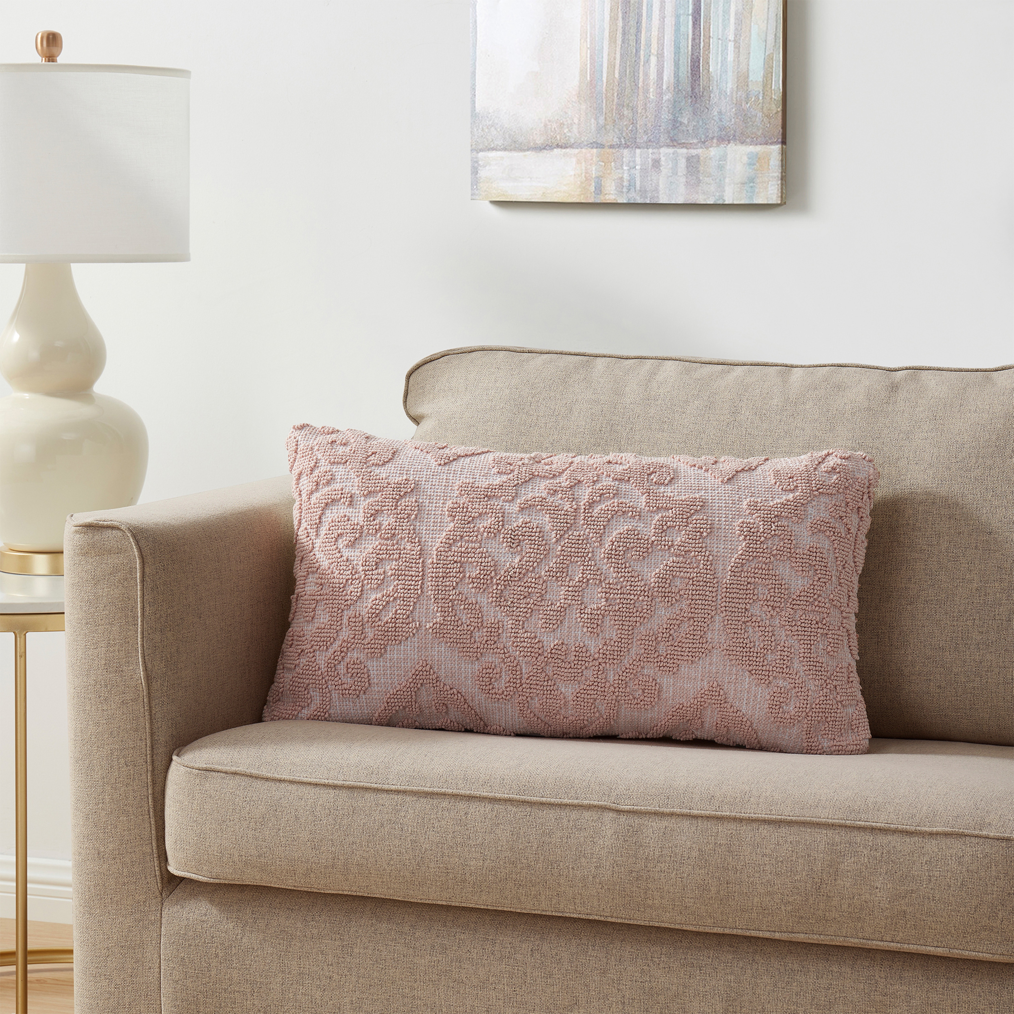 Tahari Home Bristol Damask Cotton Decorative Pillow 14