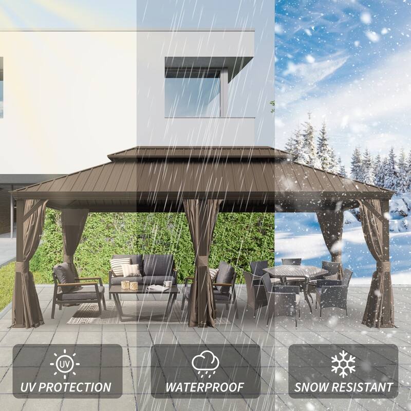 Domi Hardtop Gazebo with Galvanized Steel Double Roof and Aluminum Frame