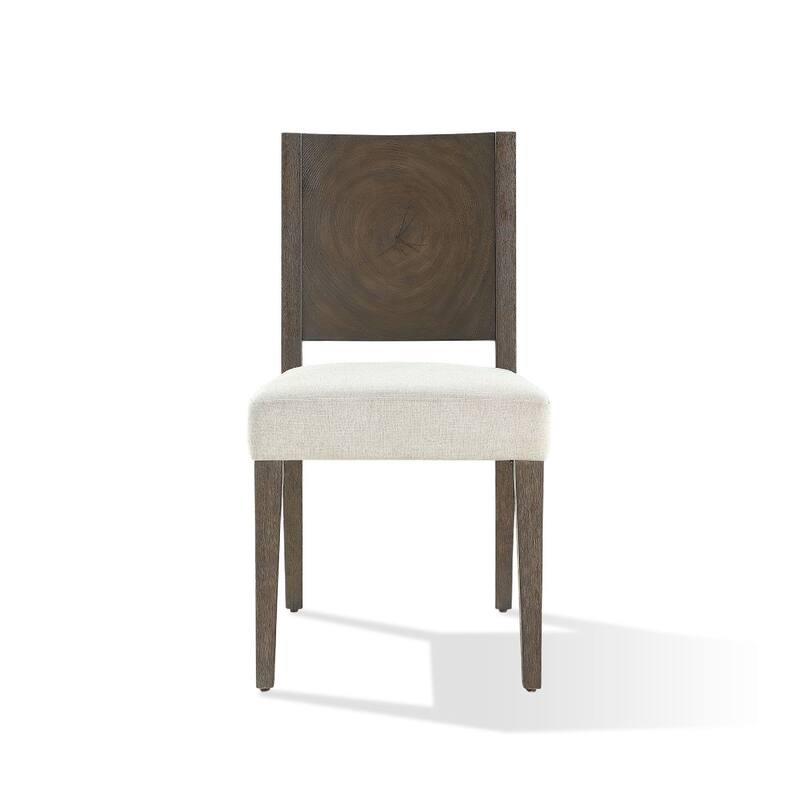 Lan 19 Inch Rubberwood Side Dining Chair, Upholstered, Set of 2, Brown