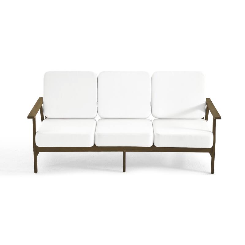 Modern Wood Cushioned 5-Piece Outdoor Patio Conversation Set