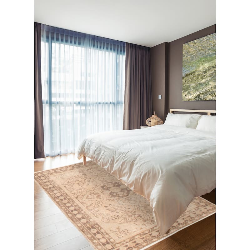 ECARPETGALLERY Hand-knotted Antalya Vintage Beige Wool Rug - 3'4 x 4'8