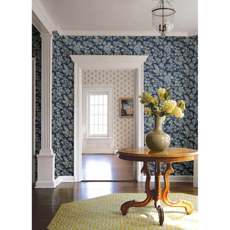 Chesapeake Begonia Indigo Floral Trail Wallpaper
