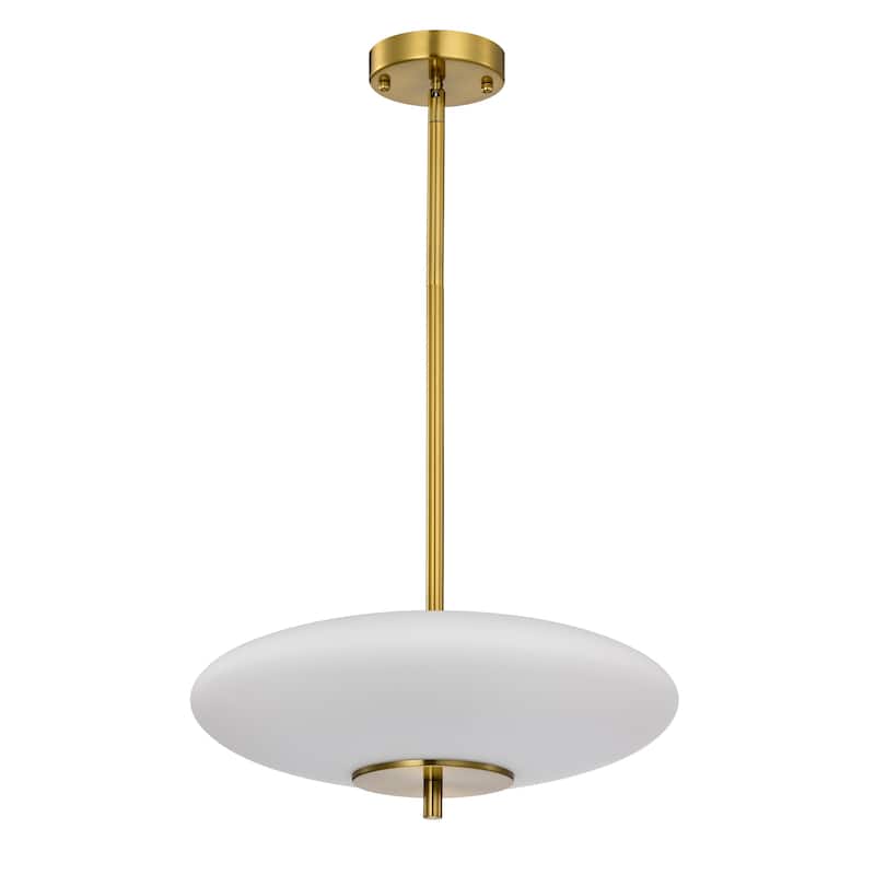 Caio Brass Pendant Light with Oval Disk Frosted Glass Shade