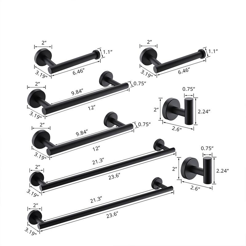 8-Pieces Bathroom Accessories Set,Stainless Steel Bathroom Hardware Set, Bath Towel Bar Set