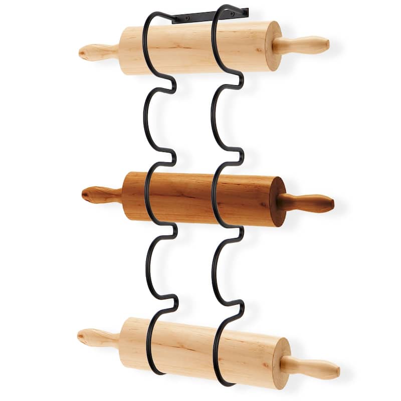 Wallniture Dijon 5-Sectional Wine Rack Wall Mounted or Under Cabinet Organizer, Black (Set of 2)