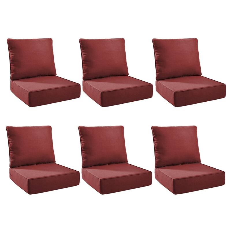 Pocassy 24"x24"x6" Thick Cushions Indoor/Outdoor Deep Seat Cushion - Red - 6 Set Cushion